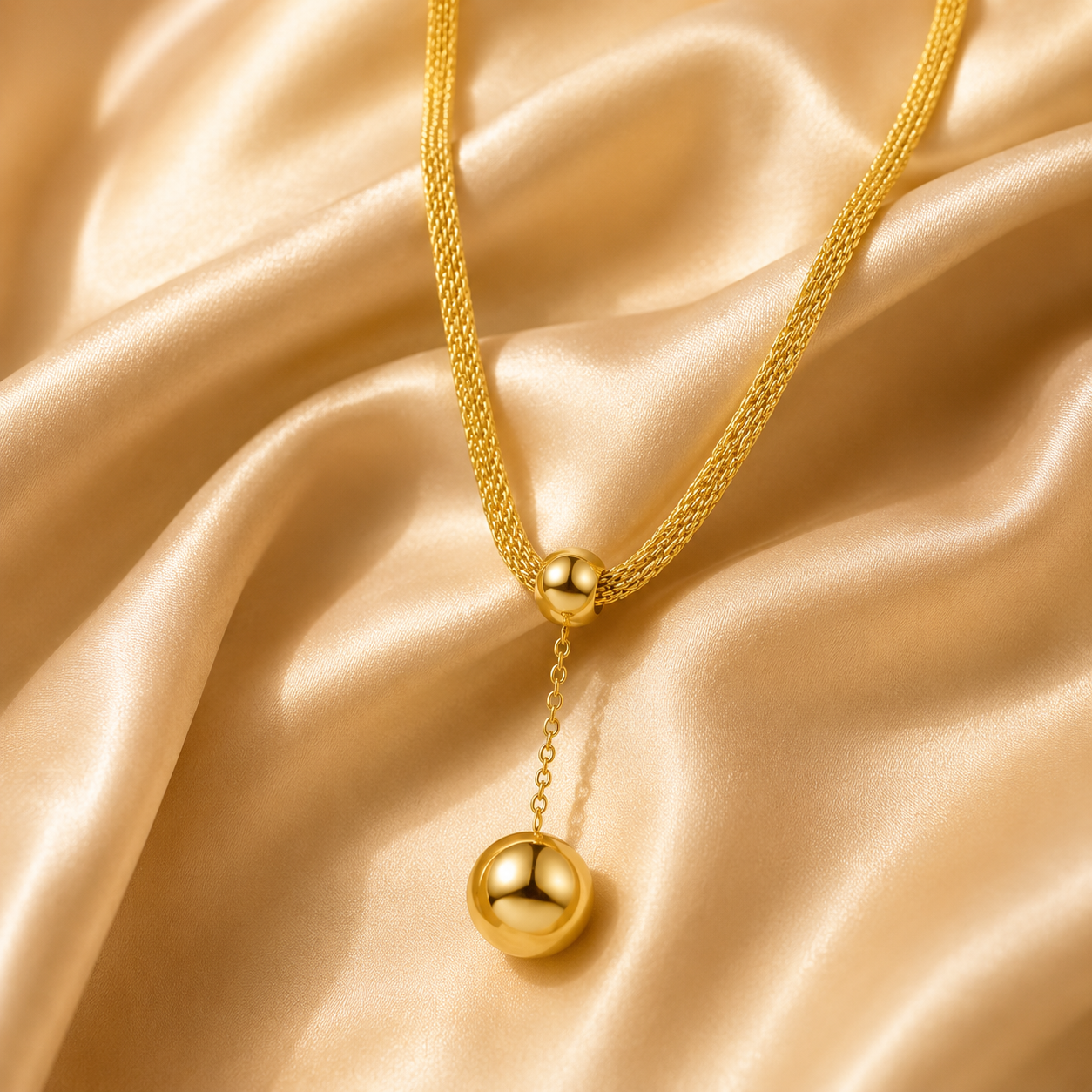 Statement Drop Pendant Necklace – 18K Gold Plated Stainless Steel