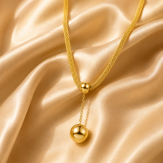 Statement Drop Pendant Necklace – 18K Gold Plated Stainless Steel