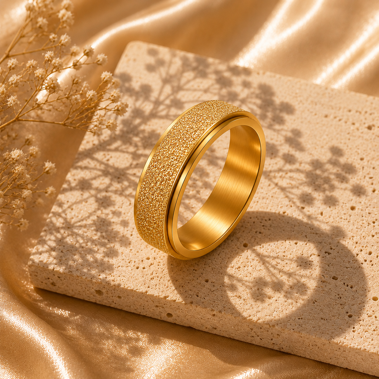 Textured Gold Ring – 18K Gold Plated Stainless Steel