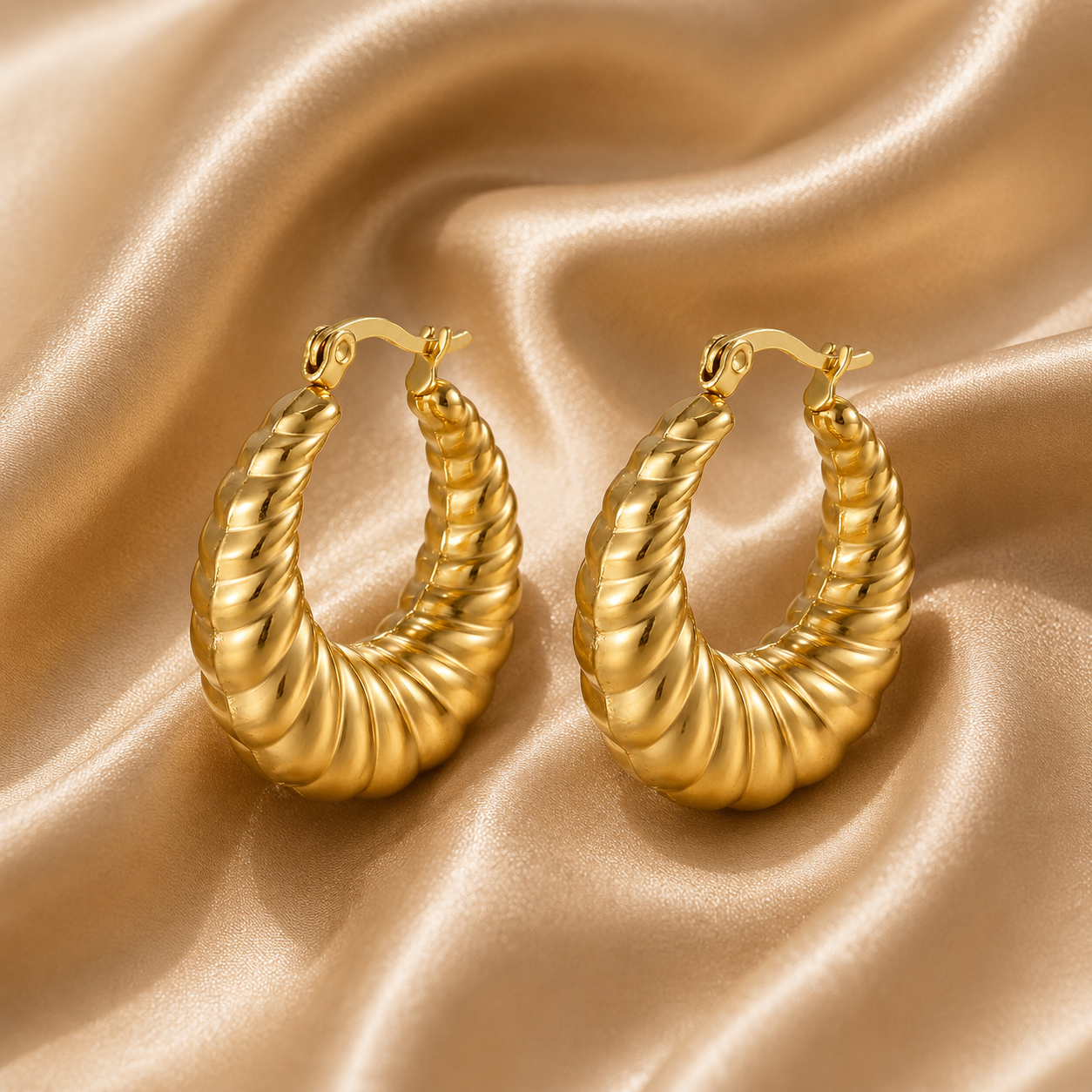 Textured Gold Statement Earrings – 18K Gold Plated Stainless Steel