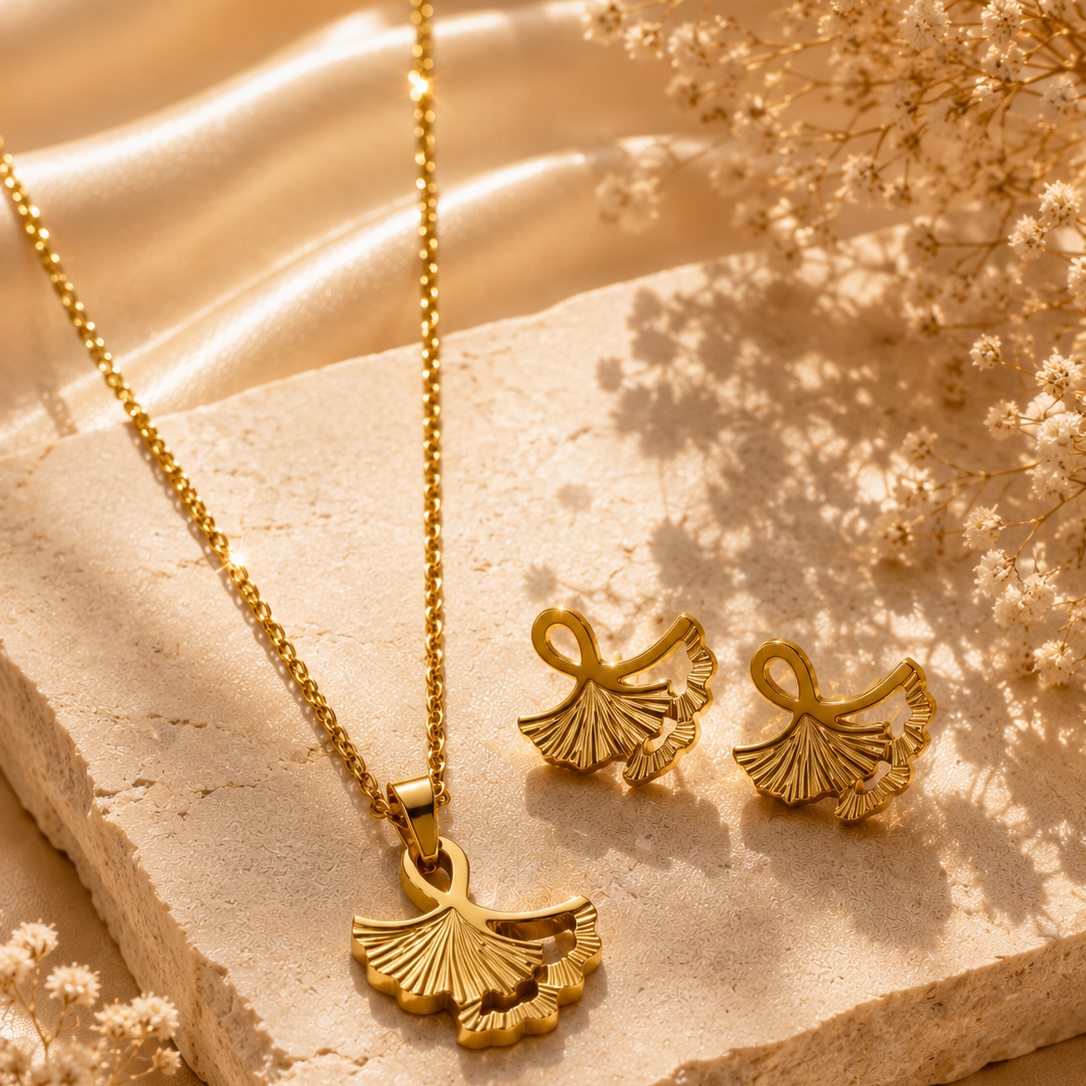 Minimalist Necklace Set, 18K Gold Plated Steel