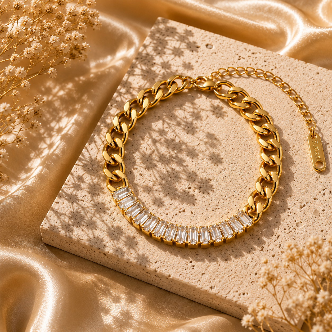Crystal Link Bracelet – 18K Gold Plated Stainless Steel