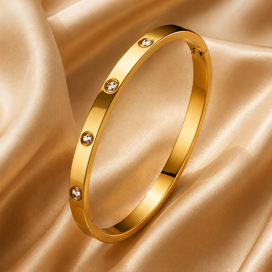 Cubic Zirconia Bracelet – 18K Gold Plated Stainless Steel