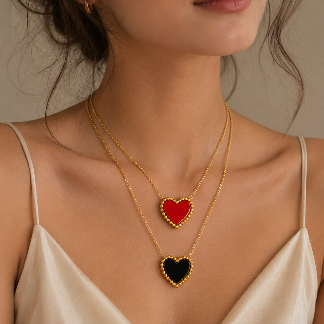 Double Heart Necklace – 18K Gold Plated Stainless Steel
