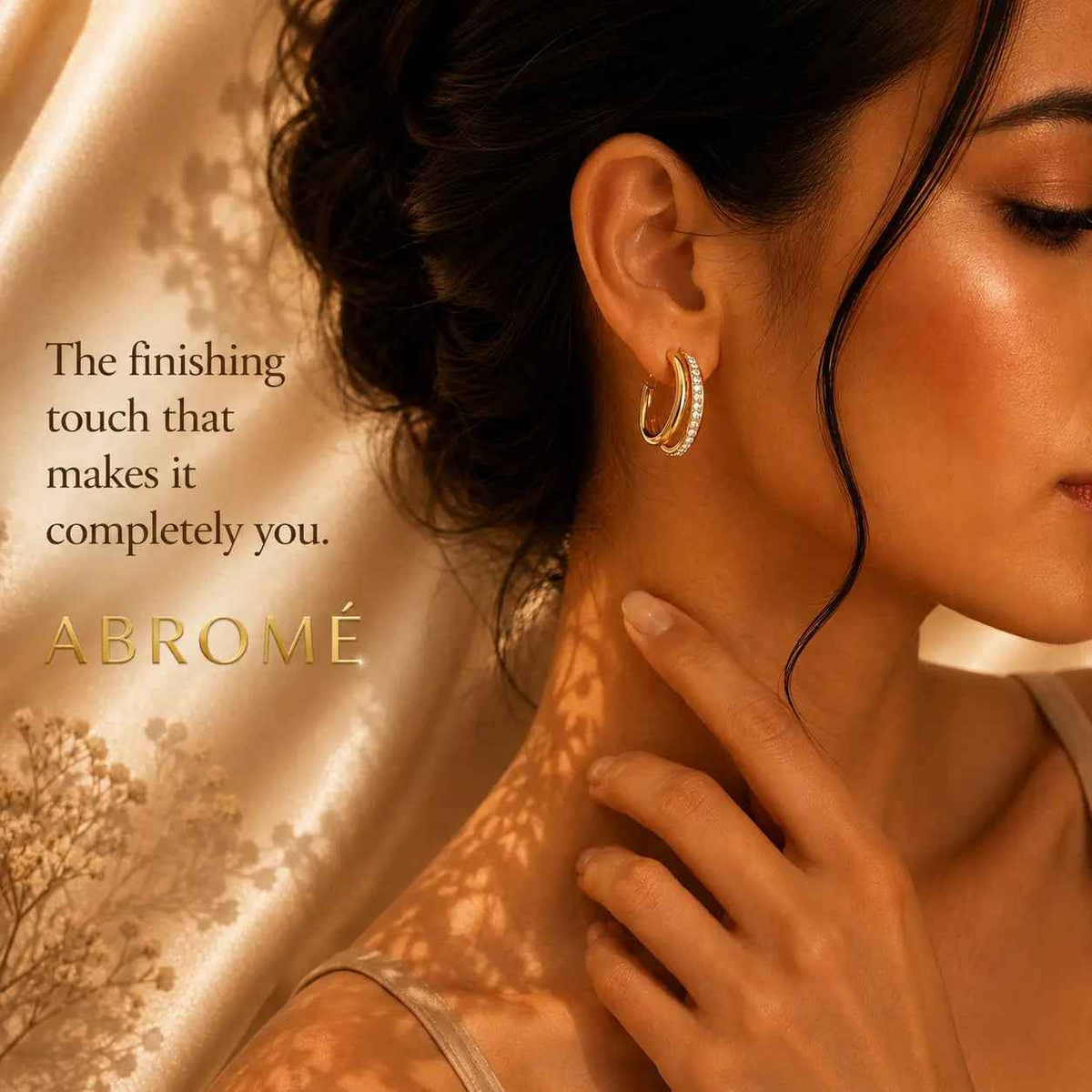 Luna Double Hoop Earrings, 18K Gold Plated Steel