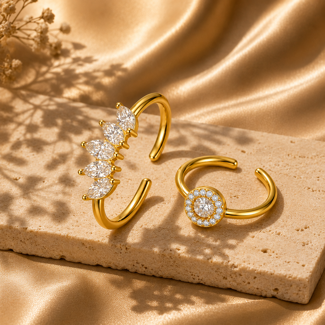 Elegant Stackable Rings Set – 18K Gold Plated Stainless Steel